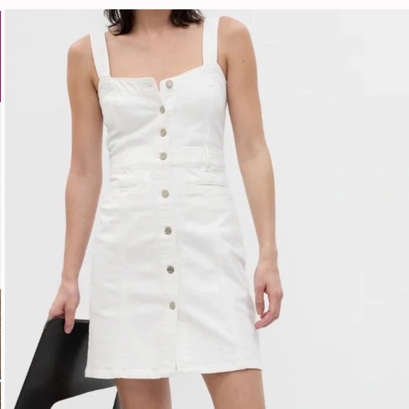 GAP White Denim Button Front Dress, Sz 10, like new! - Picture 1 of 7